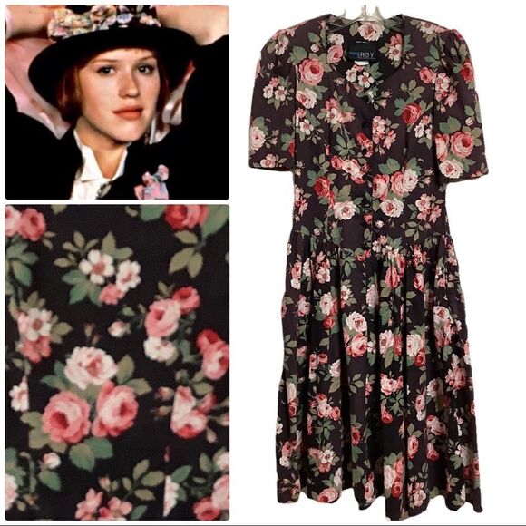 Vintage 80s Floral Dress - Picture 1 of 13